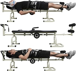 Massage Traction Table for Neck & Back, Cervical Lumbar Stretching Device, Portable Spine Stretch Bed for Home, Office & Rehab Use, Adjustable Body Support
