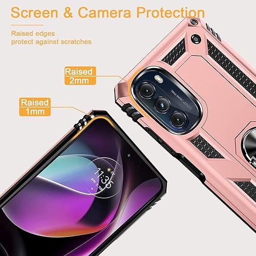 Miniatura 4 de Muntinfe Funda para Motorola Moto G 5G 2022 con 2 protectores de pantalla de vidrio templado, armadura de grado militar, a prueba de golpes, con