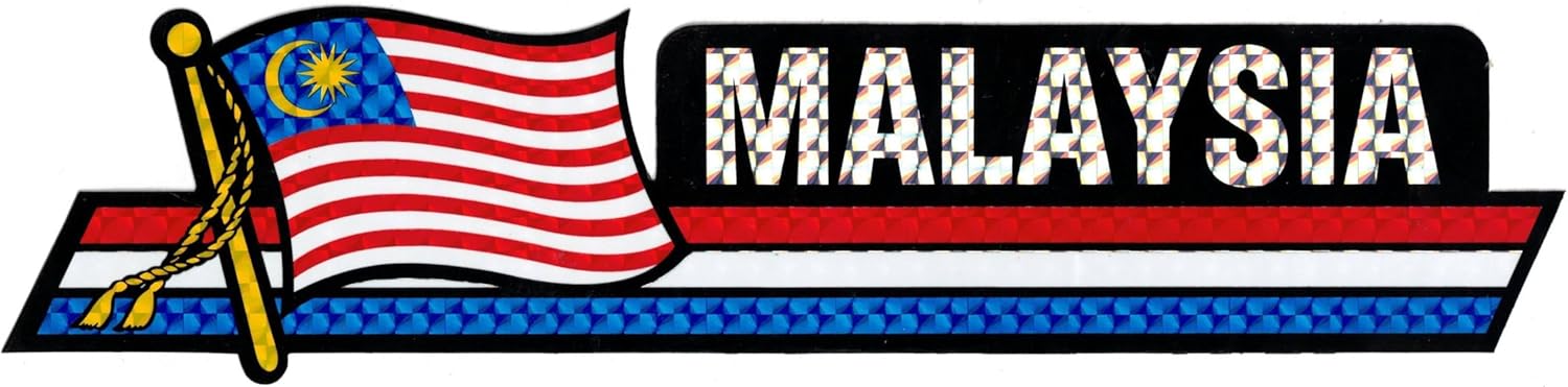 Pack of 50 Malaysia Flag 3"x12" Reflective Decal Bumper Sticker DCX-146