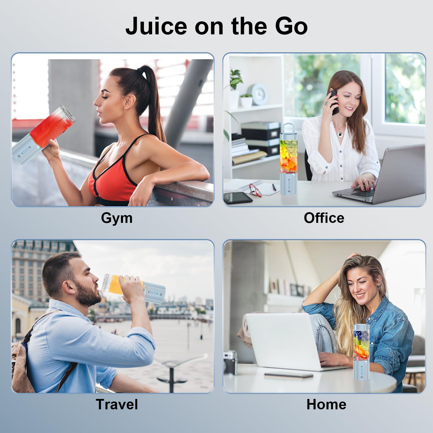 Licuadora portátil, Mezcladora Personal para Jugo Fresco, Batidos y Batidos – Mini Licuadora de 16 Onzas con 6 Cuchillas, Recargable por USB, sin BPA, Botella Pequeña para Cocina, Viajes, Oficina