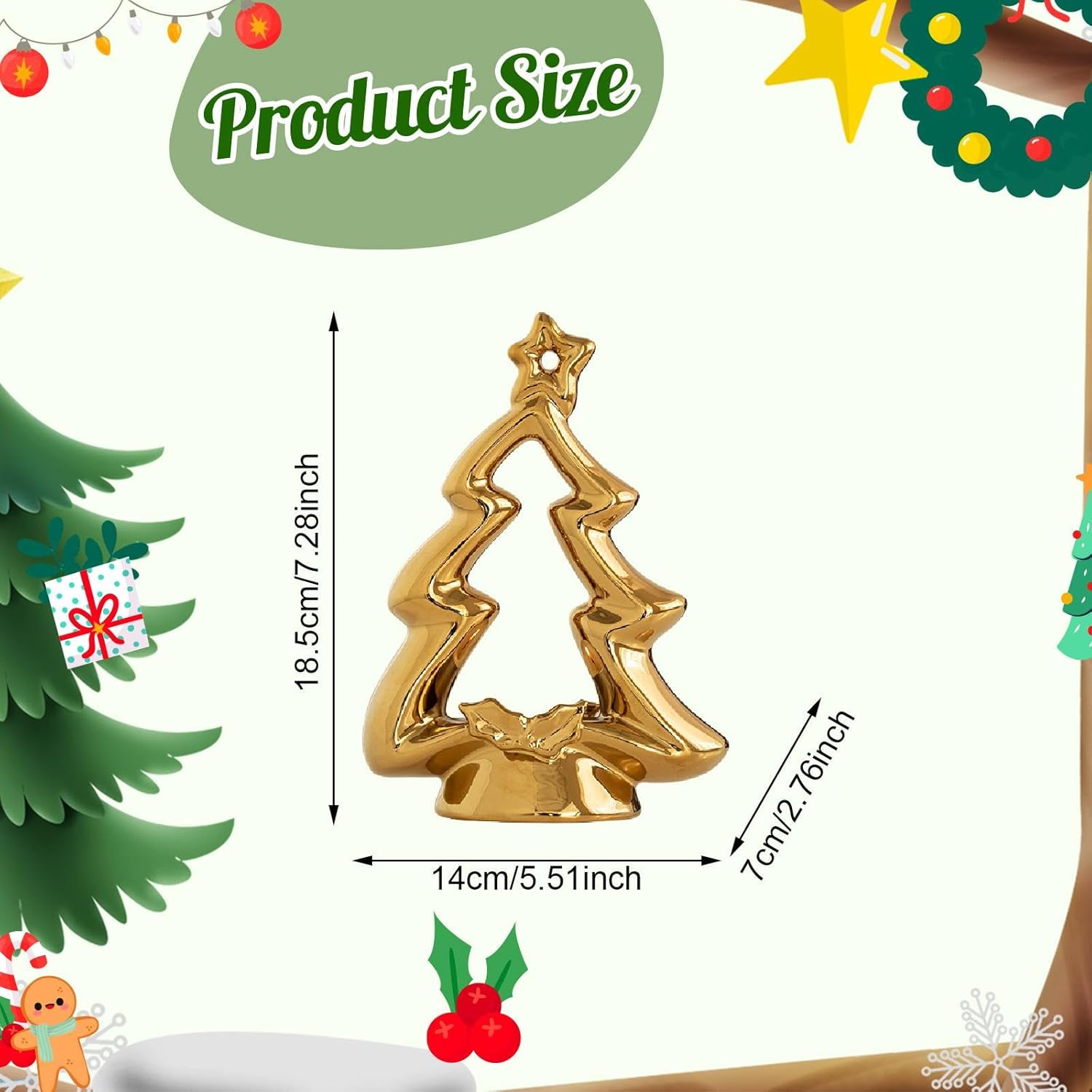 Christmas Tree Tealight Candle Holder Farmhouse Table Centerpiece Votive Candle Stand for Easter Festival Desk Decor- Gold