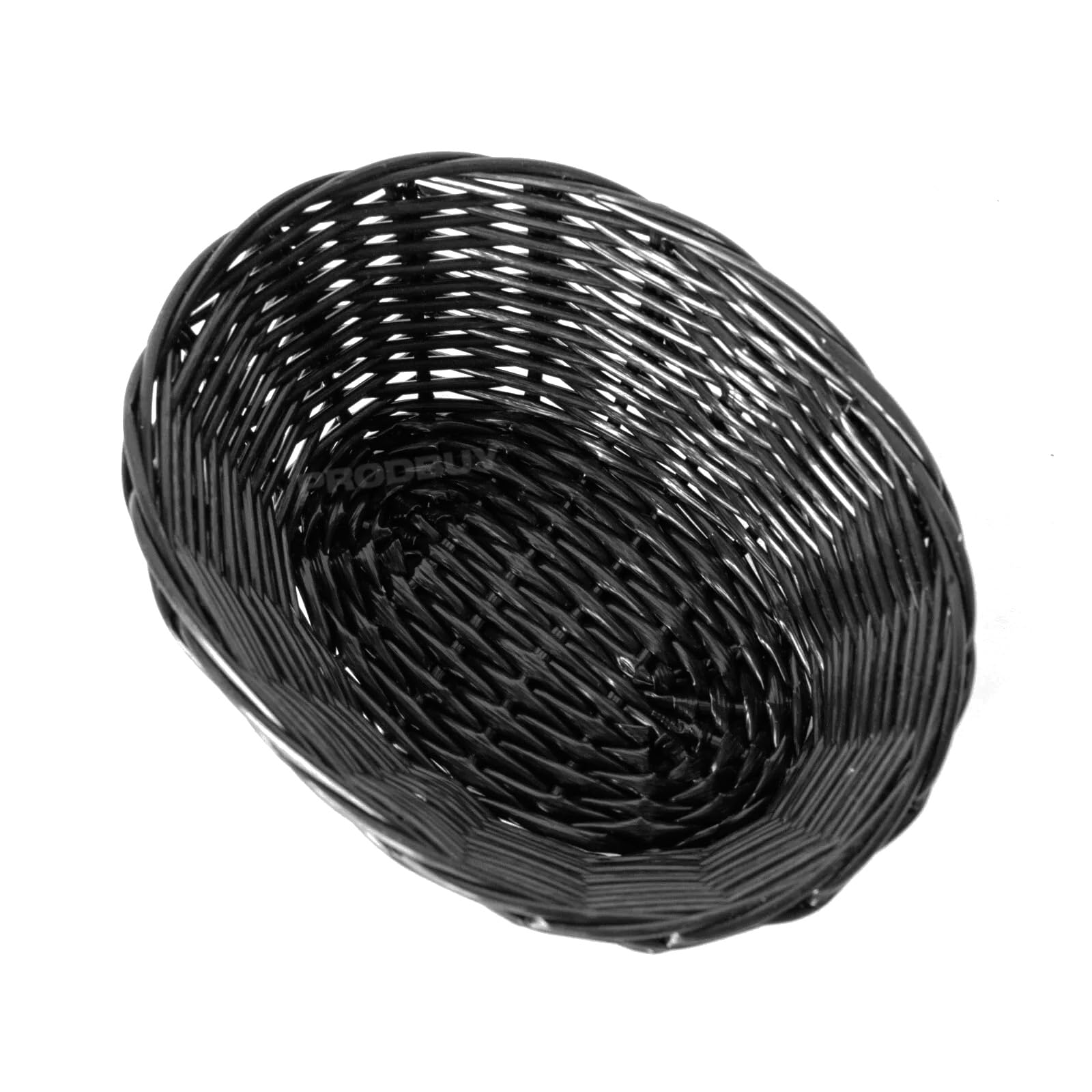 [Pack of 6] Small 18cm Oval Black Poly Rattan Wicker Baskets