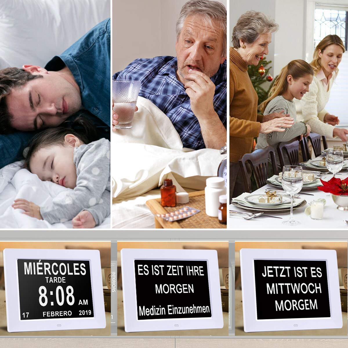 Reloj Calendario con Fecha, día y Hora | Reloj Alzheimer | Reloj Tercera Edad