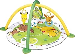 トイローヤル モンポケ ベビージム (洗濯機洗い可/手洗い可) 知育玩具 ラトル (記念日フォト/マンスリーフォトにも) 音が鳴る ピカチュウ イーブイ