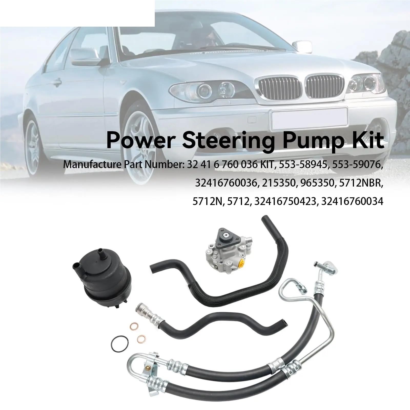 Pompa ciśnieniowa wspomagania Zestaw pompy wspomagania kierownicy pasujący do BMW E46 320i 323i 325i 328Ci 328i 330i 2001-2005