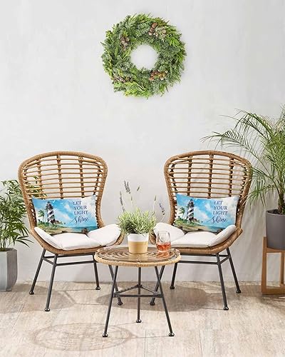 Miniatura 4 de Juego de 2 fundas de almohada decorativas rectangulares de algodón, 12 x 20 pulgadas, fundas de almohada de algodón lavables para el hogar, sofá al