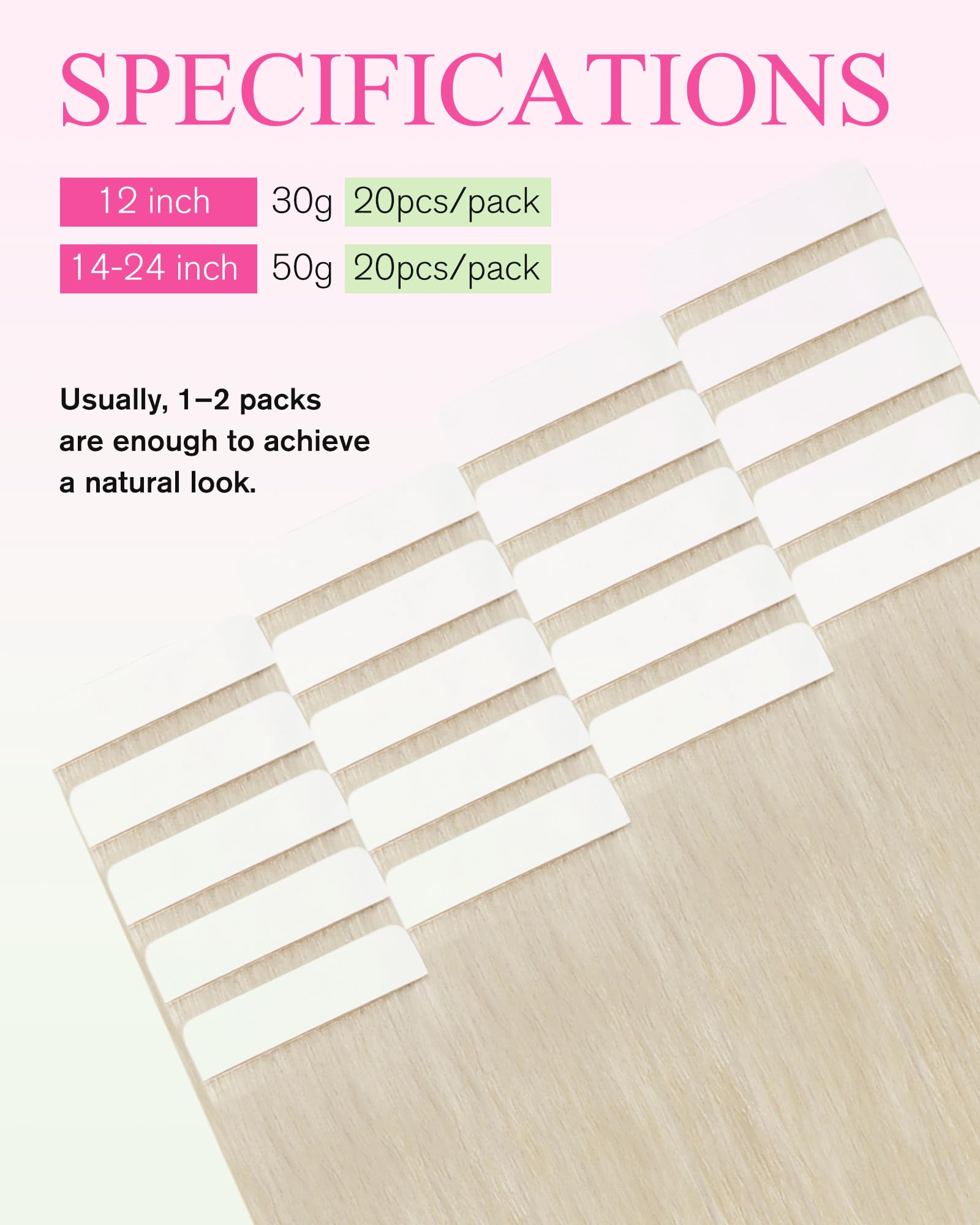 YoungSee Tape Hair Extensions Platinum Blonde 16In Tape in Hair Extensions Real Human Hair for Women 20pcs 50g Easy to Wear Hair Tape-in Extensions Blonde - 3