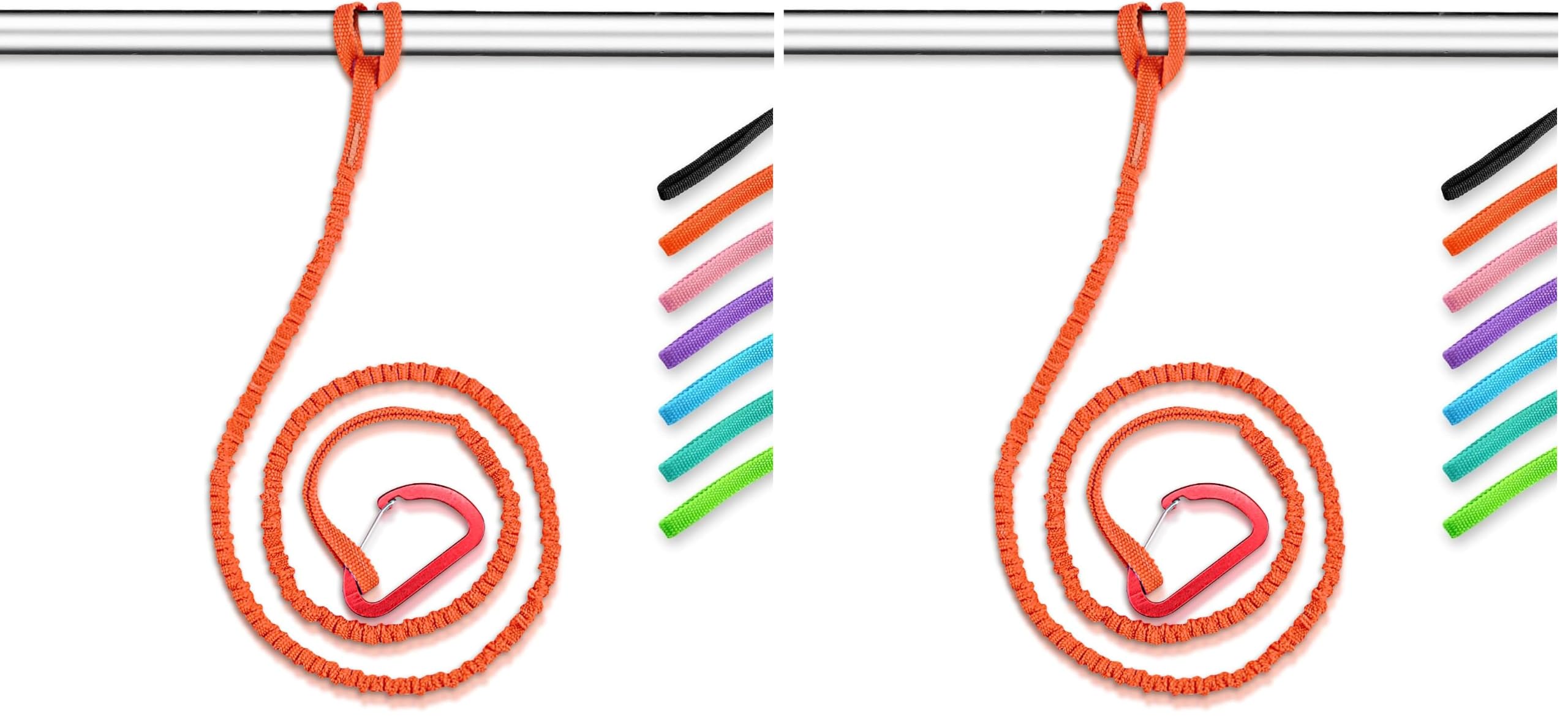 OCEANBROAD Kayak Paddle Leash with D-Ring Stretchable Bungee Strap Lanyard Rope for SUP Kayaking Boating Canoeing Fishing Pole Rod 4-7 Feet Orange 2 Pack