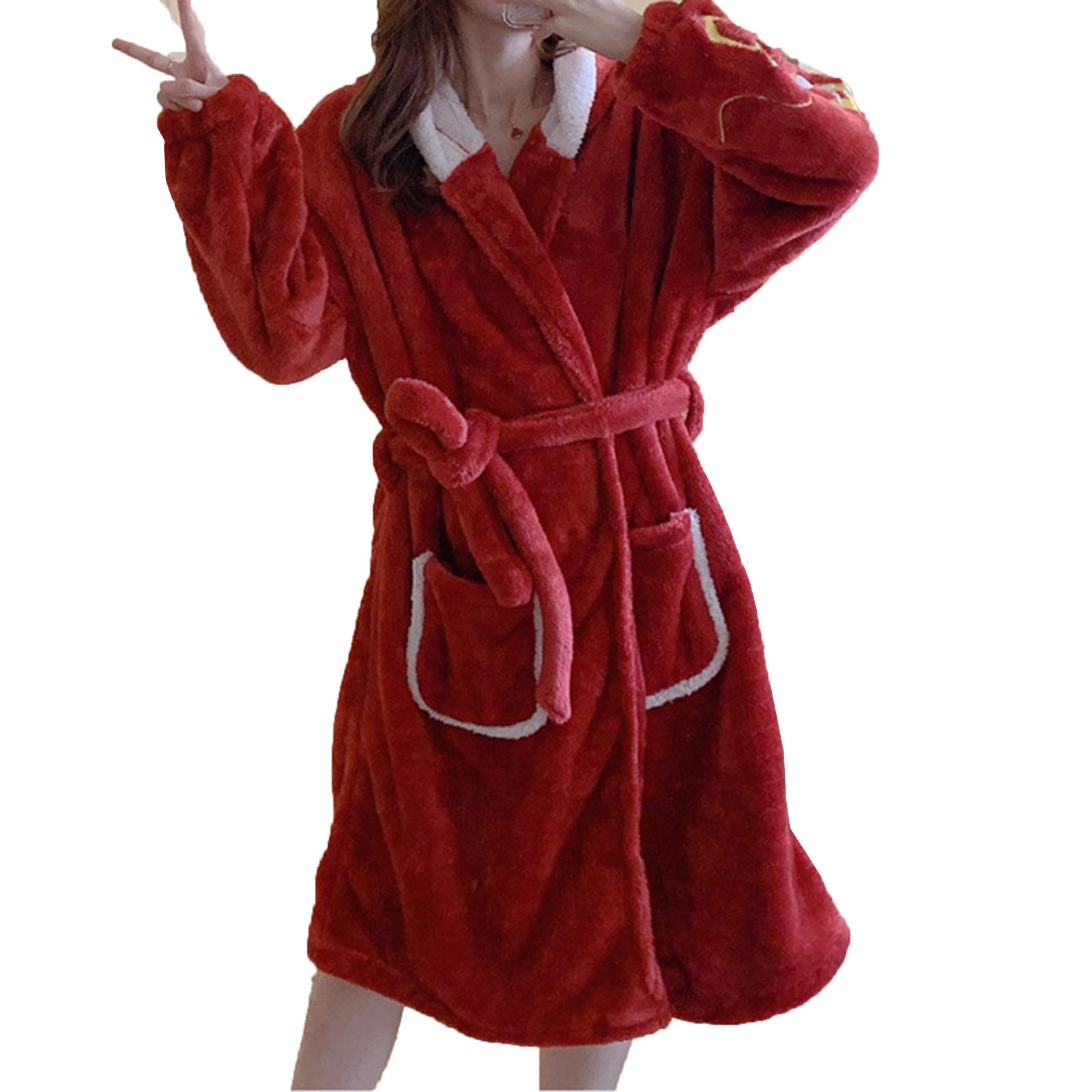 Peignoir chaud pour femme en flanelle épaisse taille M