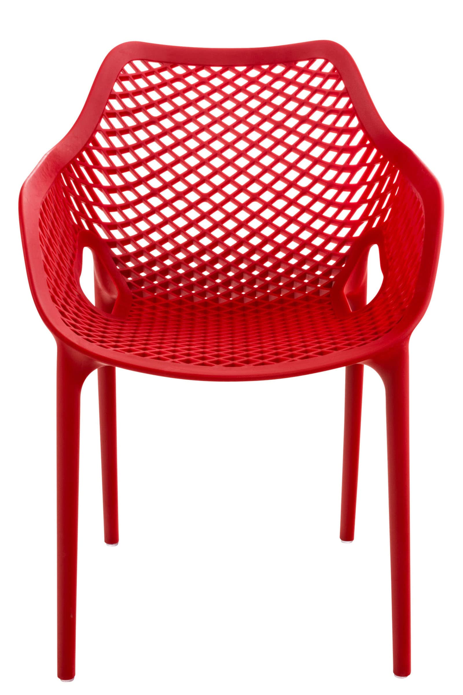 CLP Gartenstuhl 2er Set, stapelbar, wetterfest, modern, Kunststoff Gestell, Nicht verstellbare Armlehnen & Rückenlehne, Air XL, Farbe:rot