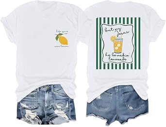 BINTEHGS Jesus Christian T Shirts for Women My Jesus Be Making Lemonade T Shirt Cute Lemon Shirt Fruit Graphic Tees Tshirts