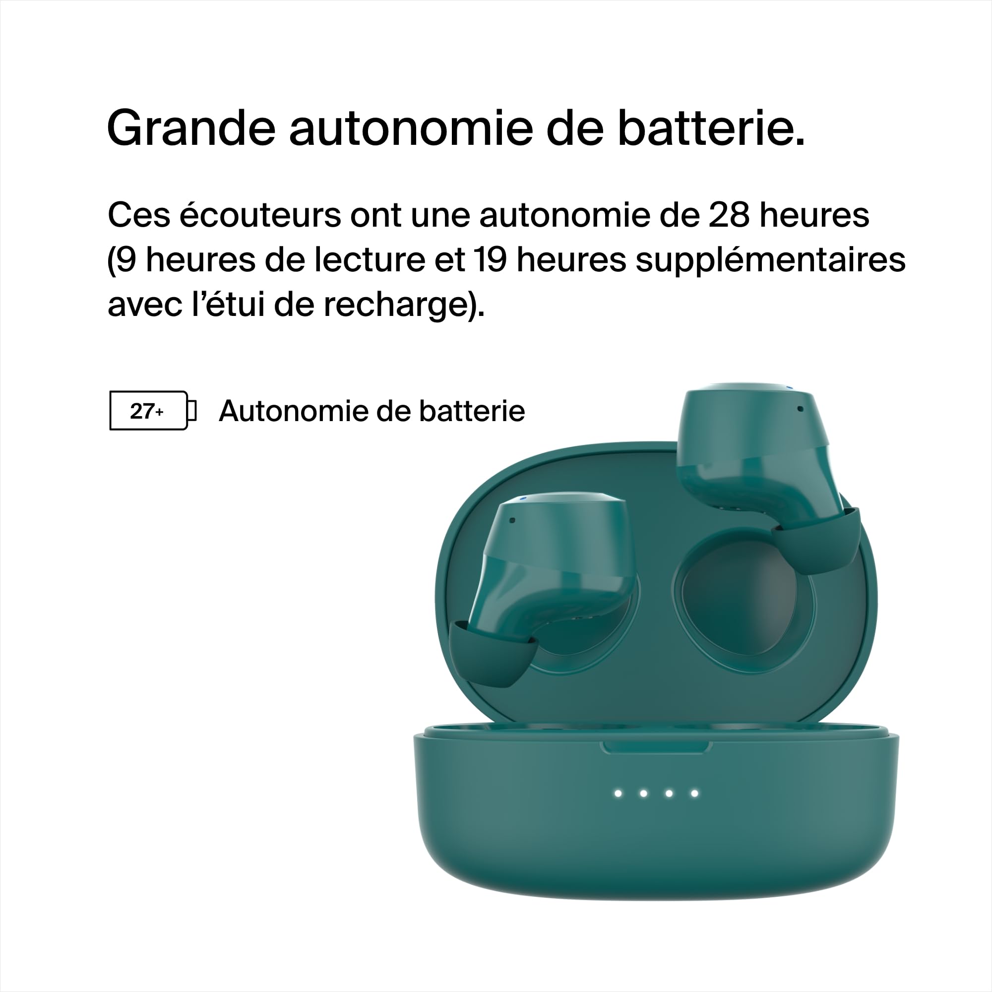Belkin Écouteurs True Wireless SoundForm Bolt (sans fil, jusqu'à 28h d'autonomie de batterie, mode mono, certification IPX4, Bluetooth, micro, pour iPhone, Galaxy, etc.)