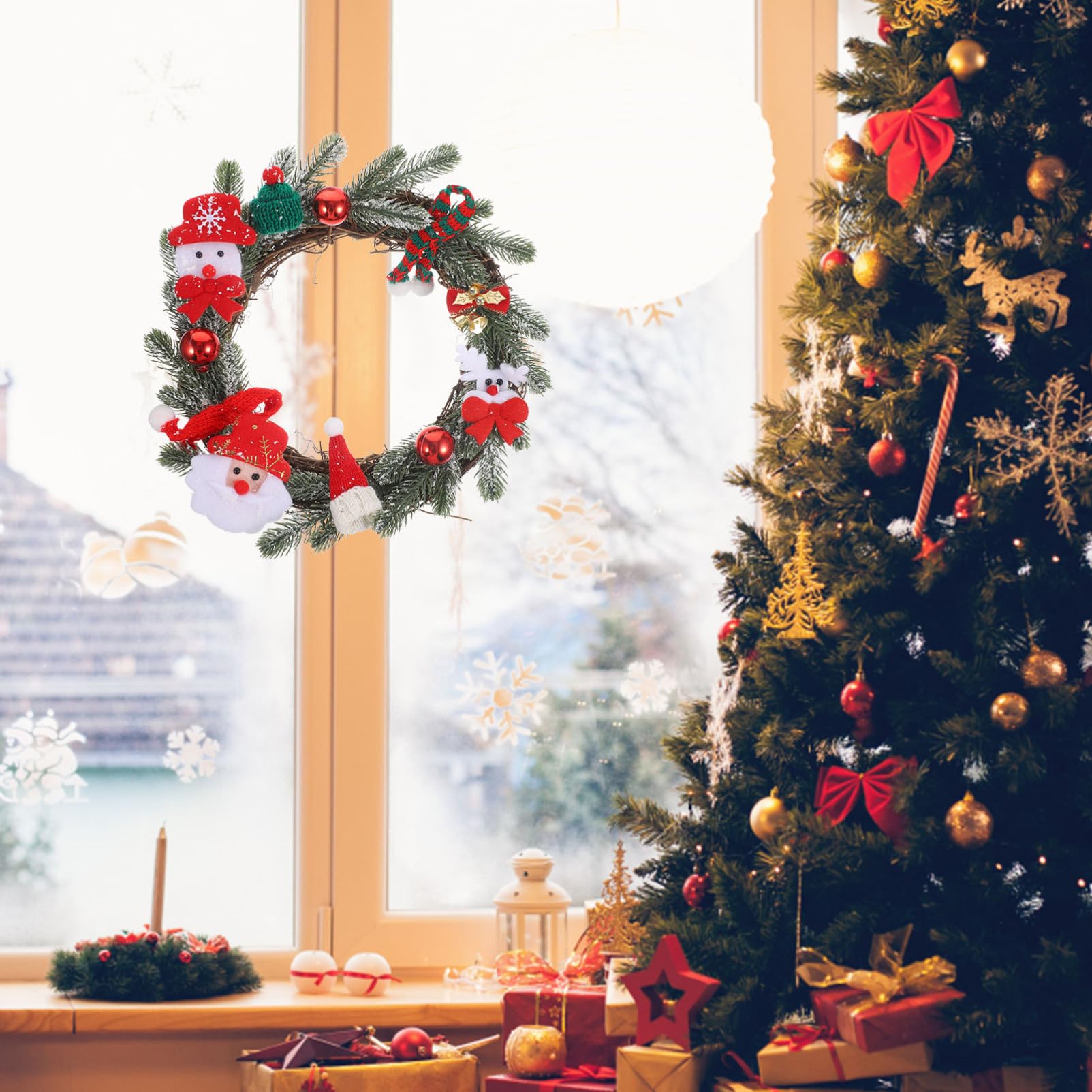 Guirnalda Navideña Decorativa De Pared Adorno Colgante De Navidad para Puertas y Ventanas Accesorio De Decoración Festiva para Hogar y Oficina