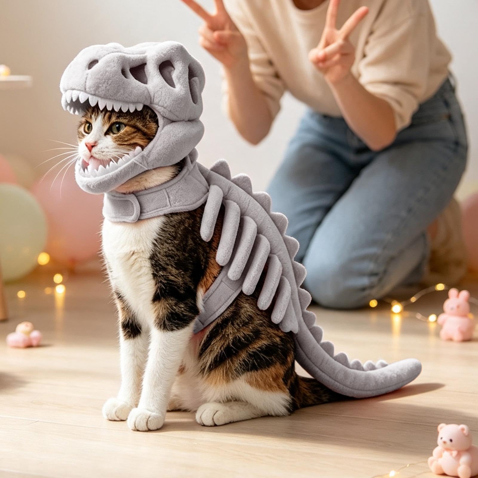 Kostium kota szkielet dinozaur miękki pluszowy szkielet strój 3D