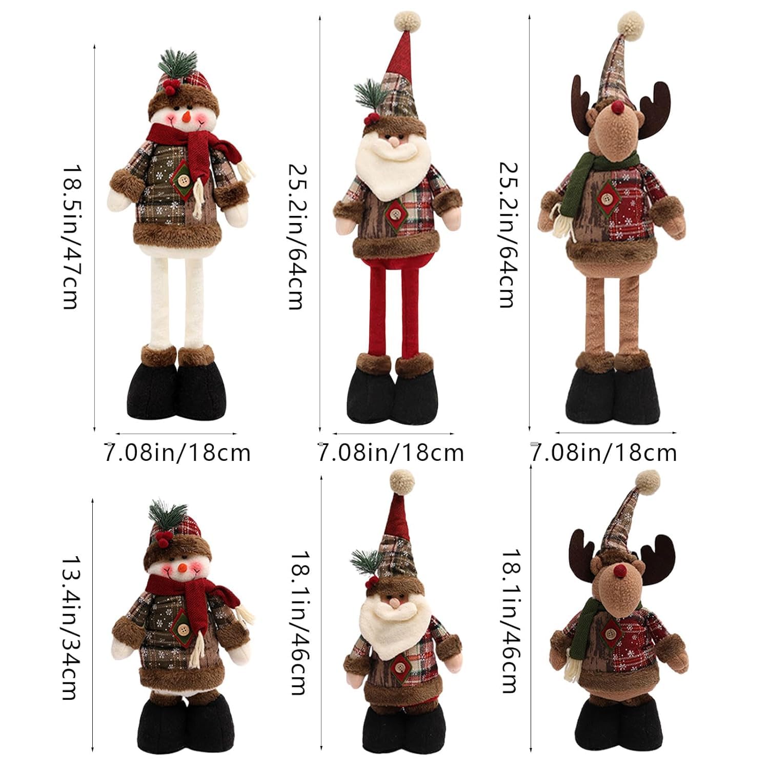 Gamba lunga elastica in peluche, gnomo decorazioni natalizie regolabili, gnomi natalizi ornamenti natalizi carino Babbo Natale pupazzo di neve renna per set di decorazioni da tavolo in