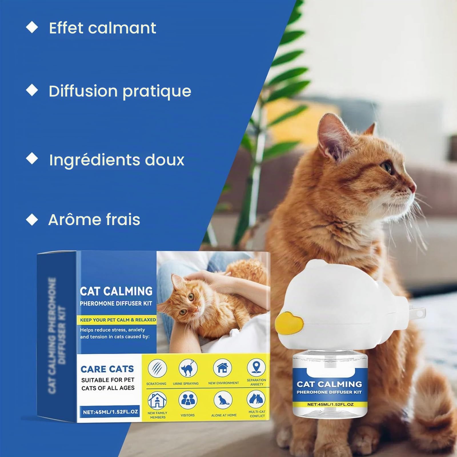 Petwellness Diffuseur Chat, Petwellness Diffuseur Chat Pour Arrêter De Faire Pipi Partout 6 En 1, Pet Wellness Diffuseur Pheromones Chat, Soulage Le Stress Anxieux,Réduit Les Bagarres (6 Bouteilles)
