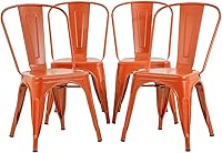 Vista 12 de FDW Juego de 4 sillas de comedor de metal Bronce Sillas laterales Tolix apilables con respaldo Resistente a los arañazos Pies