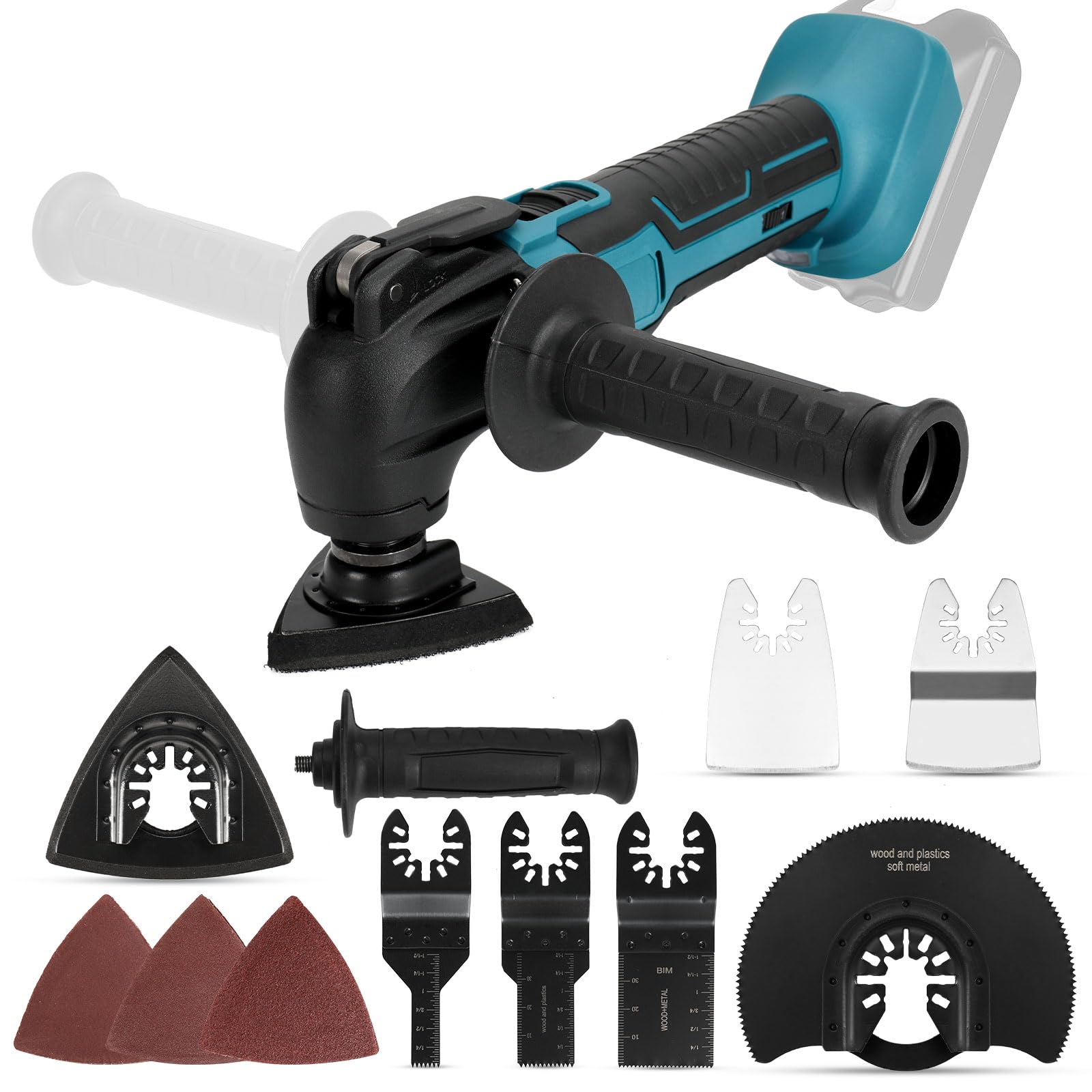 Herramienta de oscilación para batería Makita 18V Li-Ion, 500W, herramienta multifunción con 8 accesorios, sierra oscilante para separar, lijar y raspar (sin baterías, sin cargador)