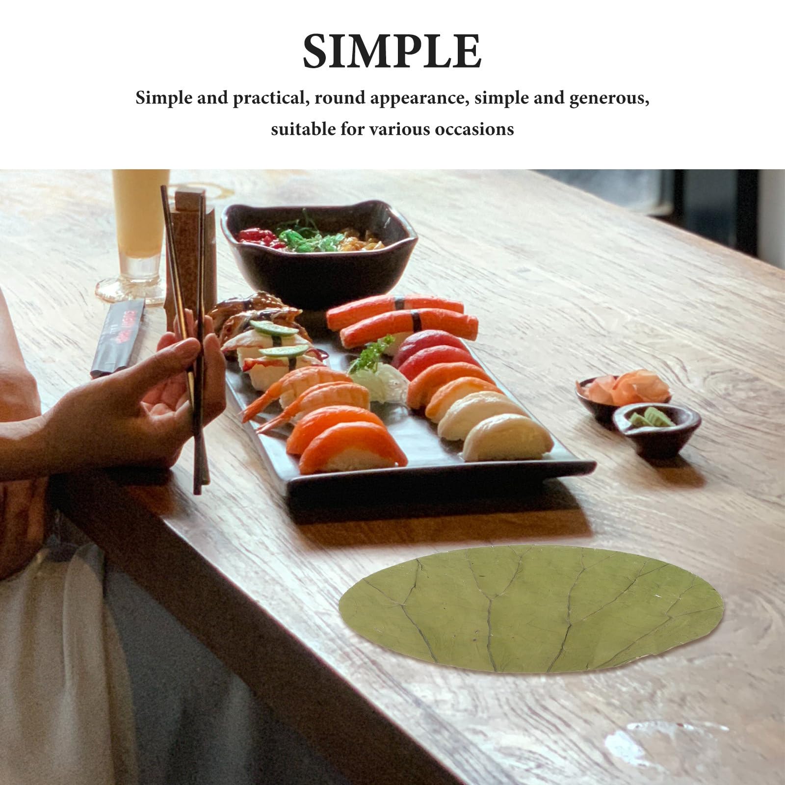 GARVALON Foglie di Loto Essiccate Rotonde di Rivestimento Naturale Affidabile e Sano 100 Pezzi per Sushi per Decorazioni e Preparazioni