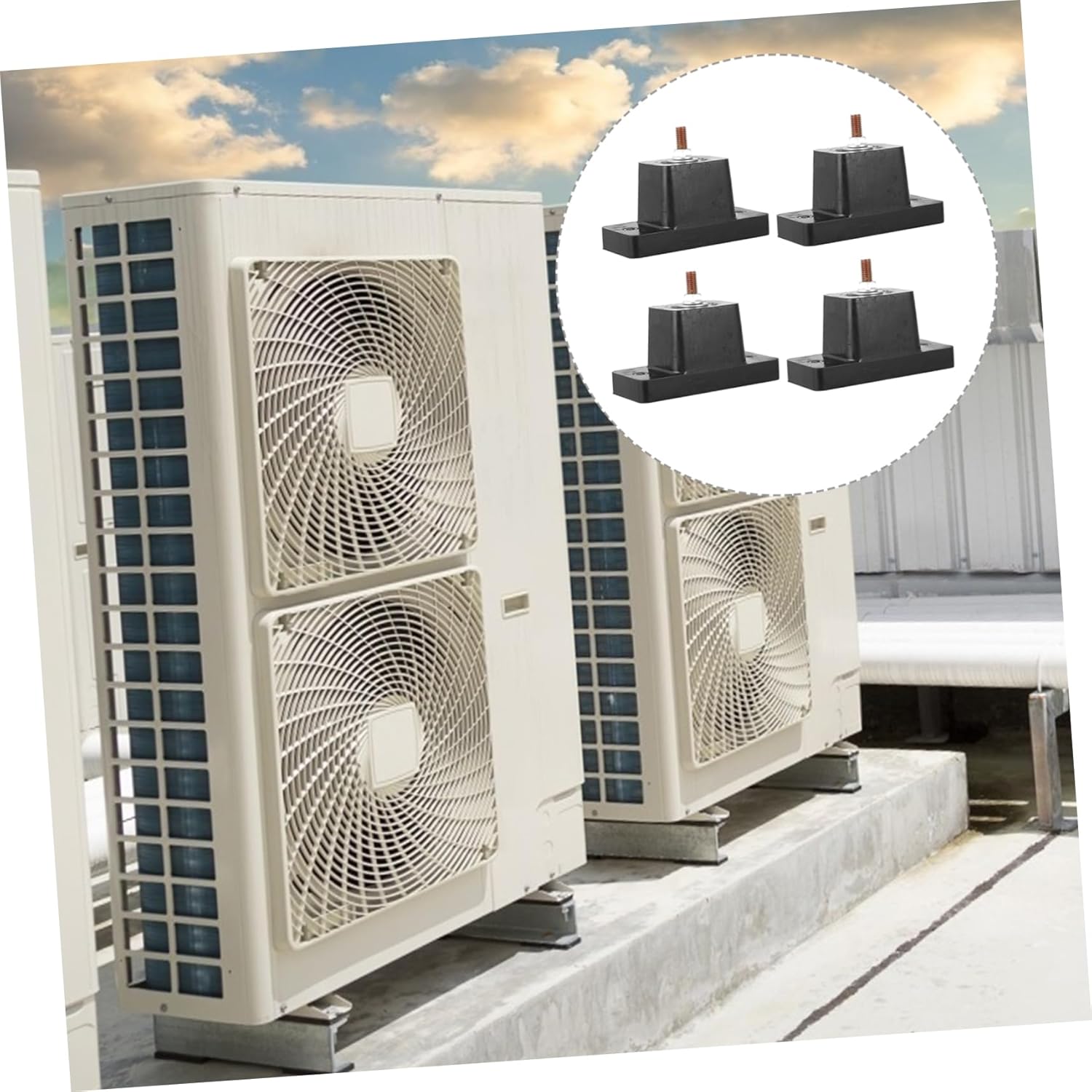 Mobestech 4Pcs Air Conditioner Shockproof Base Vibration Isolator Pads for Outdoor Units Easy Installation Noise Absorbing Stands for Split Ac Systems