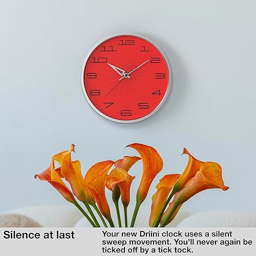 Miniatura 3 de Driini Reloj de pared moderno de mediados de siglo (12 pulgadas), reloj de pared retro silencioso sin tictac para sala de estar, cocina o baño,