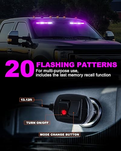 Miniatura 12 de HLauto Luces estroboscópicas de emergencia 6Z4J: luces de seguridad blancas rojas de 2 x 16.8 pulgadas, 48 luces LED intermitentes de advertencia