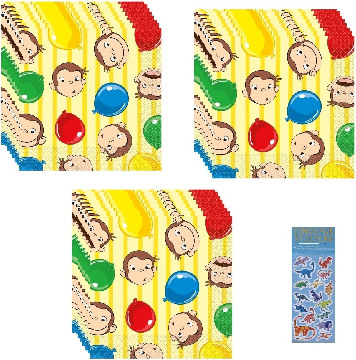 Curious George Birthday Party Supplies Bundle includes 48 Party Paper Napkins