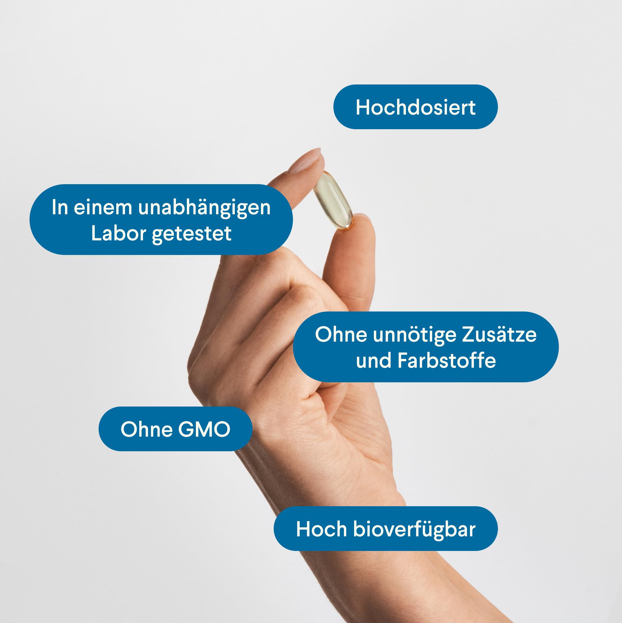 Omega 3 Kapseln hochdosiert -1000 mg Fischöl mit 500 mg EPA & 250 DHA | 1000 mg Fischöl • 500 mg EPA + 250 mg DHA • TG-Form • 120 Kapseln