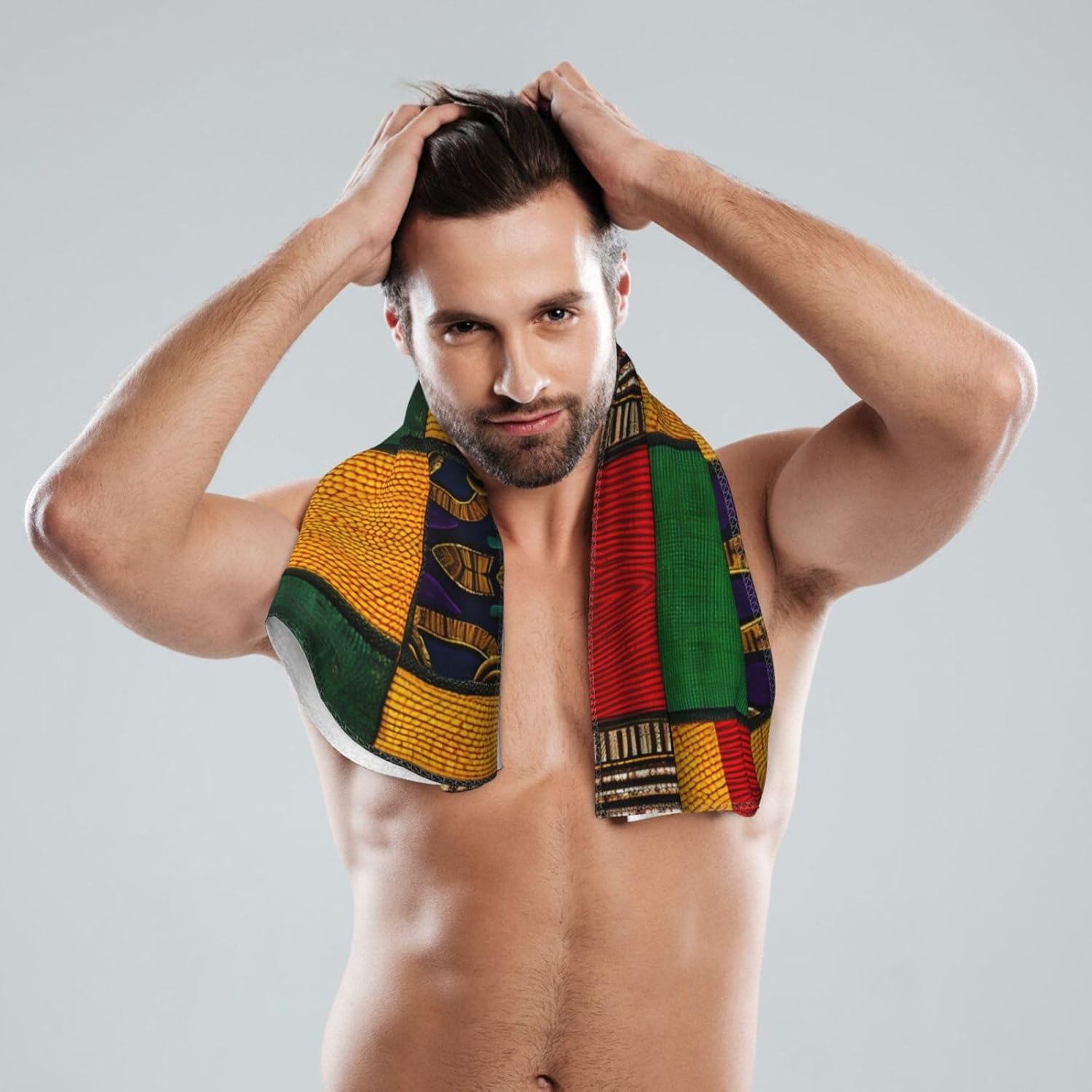 African Style Patchwork Print Hand Towels for Kitchen, Decorative Bathroom Towels Decor Farmhouse Cute for Men Women Gifts