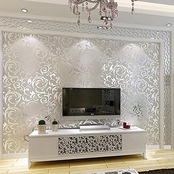 Gaddrt 10m Luxus 3d Viktorianischen Damast Prageartigen Tapeten Rolls Kunst Wandtattoo Aufkleber Diy Kuche Badezimmer Wohnzimmer Schlafzimmer Moderne Hintergrund Tv Dekor Silber Amazon De Baumarkt