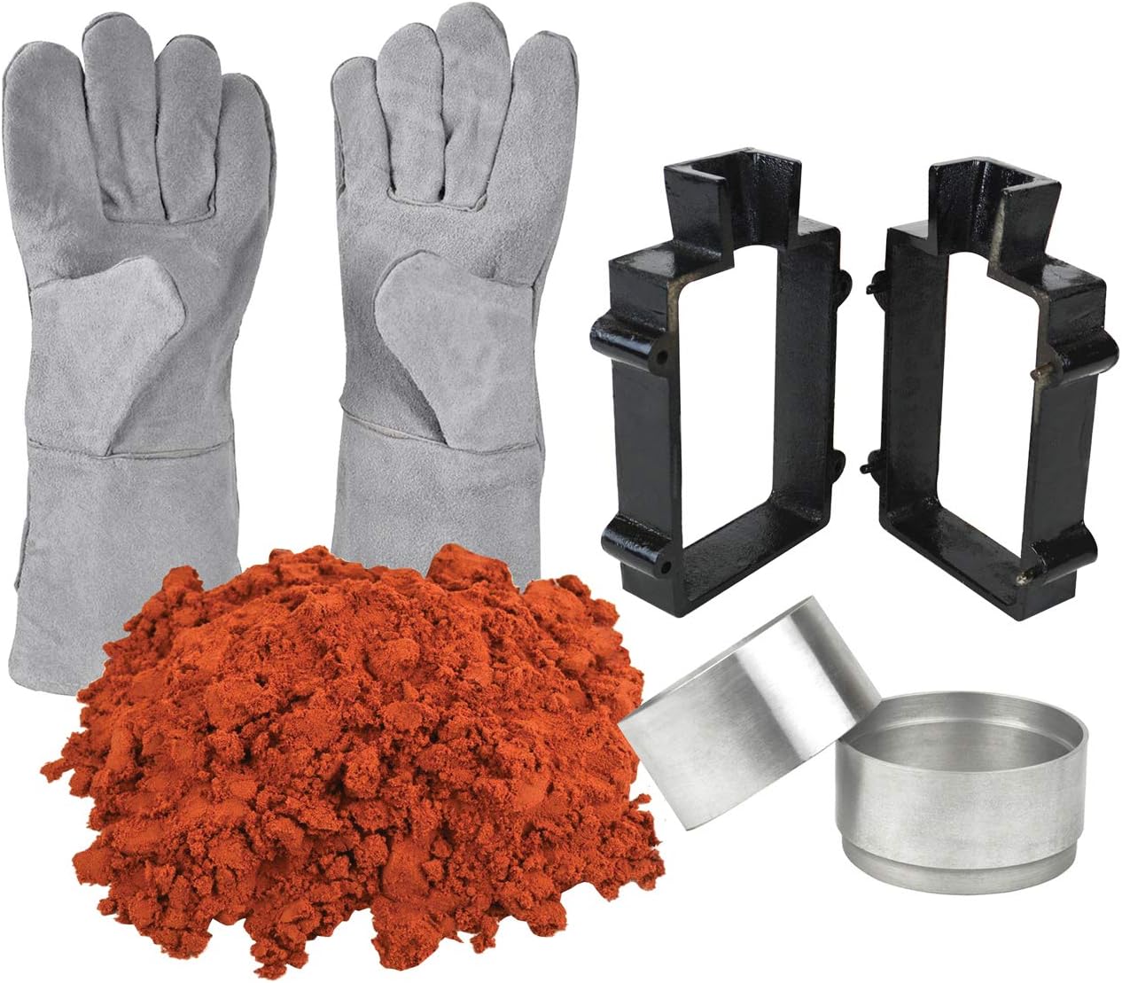 Sand Casting Set 5 Lbs Petrobond Quick Cast Sand Clay Safety Gloves Aluminum Round Molds Cast Iron Flask Frame Melt Pour Metals