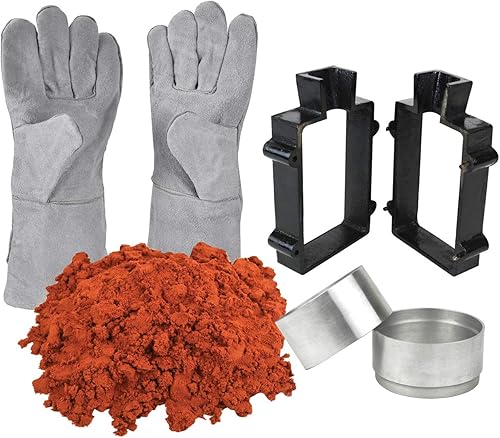 Juego de fundición en arena, 10 libras, petrobond de arena de fundición rápida, guantes de seguridad de arcilla de arena de aluminio moldes redondos