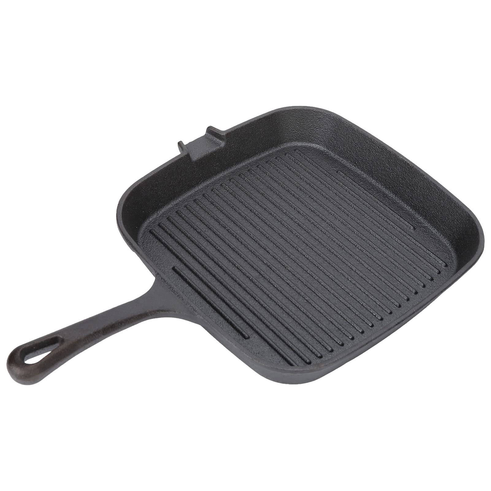 Akozon Padella per Griglia - Padella in Ghisa Antiaderente con Manico Resistente Al Calore Rapida Conduzione del Calore - Ideale per Friggere Bistecche, Pancetta e Verdure Nella di Casa (22 cm)