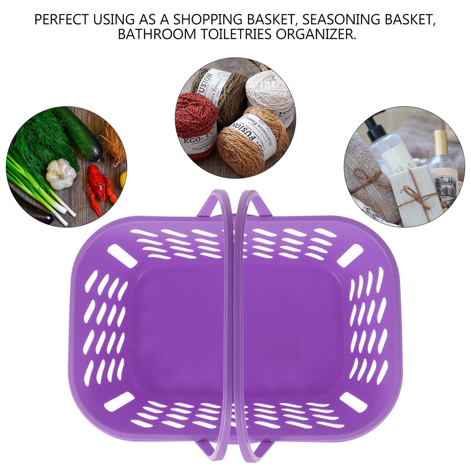 Cesta Compra Práctica 6l Pequeña Plástico Resistente Doble Asa Color Morado Almacenamiento Supermercado Hogar Portátil