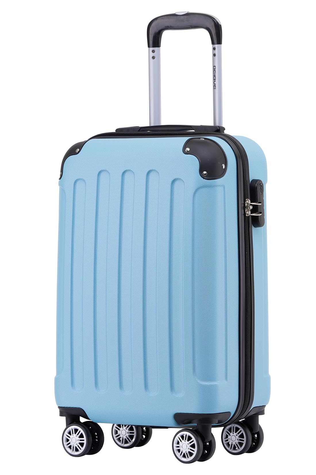 BEIBYE Hartschalen-Koffer Trolley Rollkoffer Reisekoffer Sicherheit Zahlenschloß Zwillingsrolle ABS Material Handgepäck 4 Rollen (M-L-XL-Set)