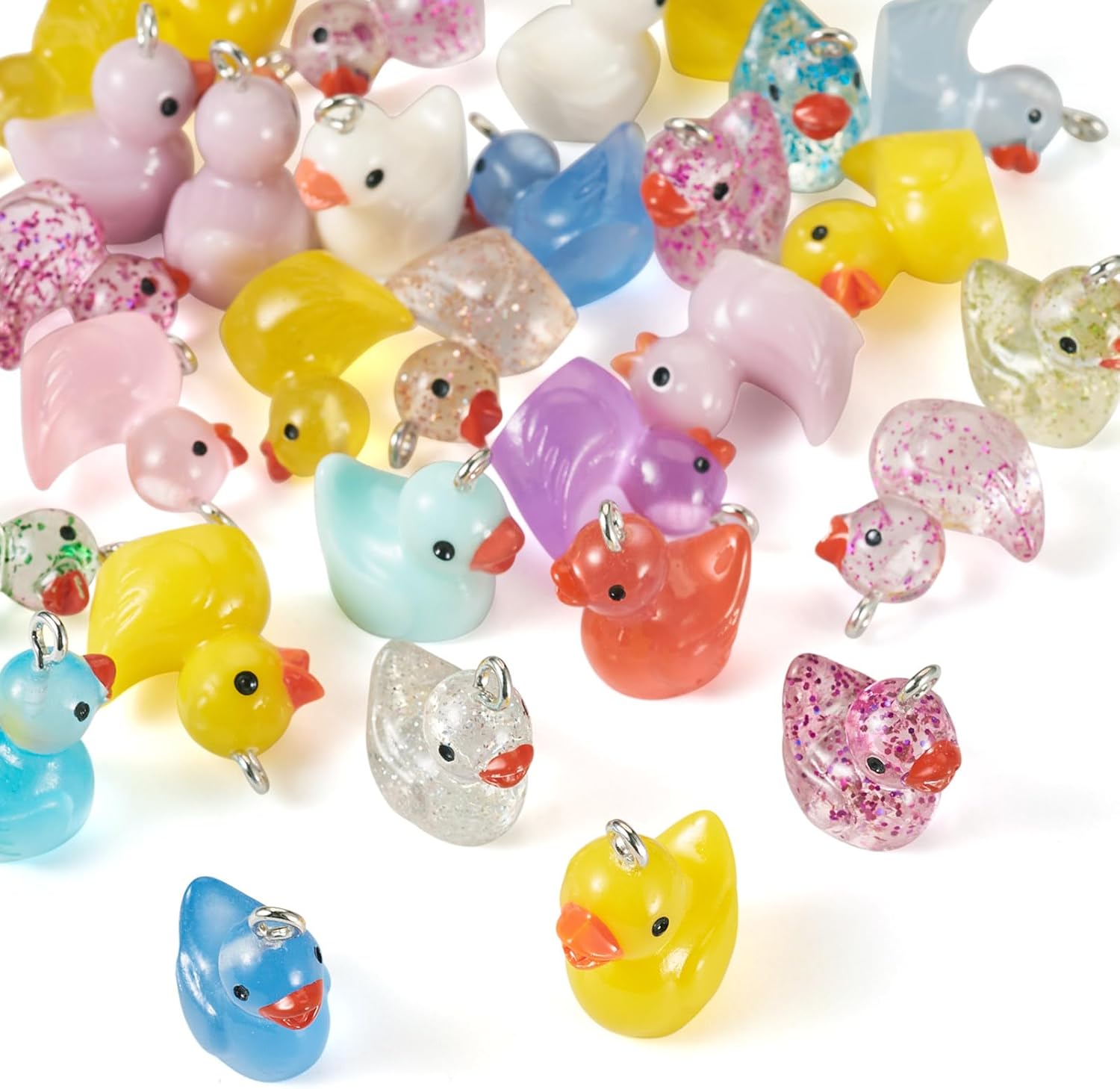 30Pcs Resin Duck Charms Colorful Mini Duck Shape Pendants with Loop Miniature Cute Animal Dangle Charms Ducks Hang Ornament for DIY Crafts Earring Necklace Bracelets Keychain Jewelry Making - Image 8