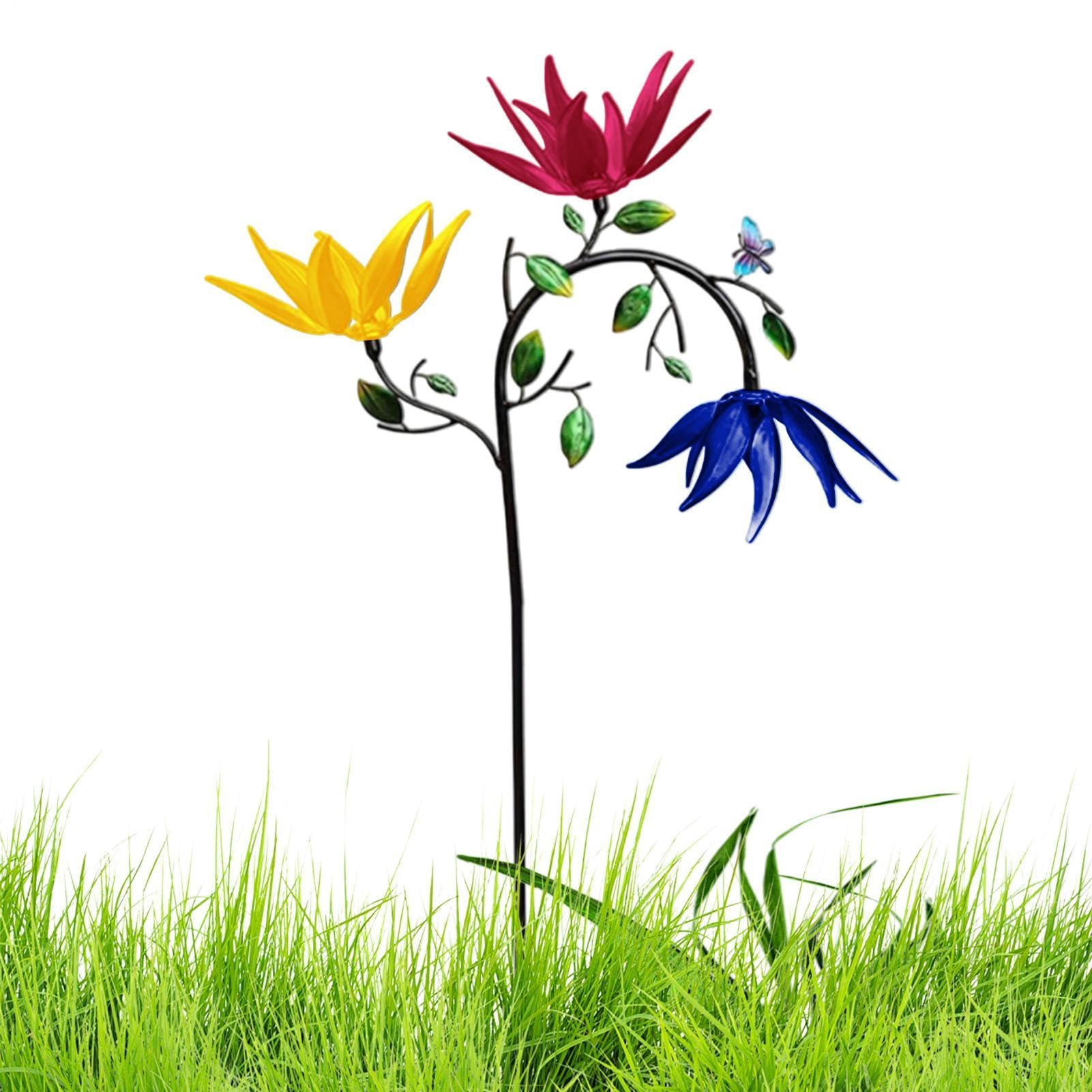 Éolienne de jardin en métal coloré pour animer vos terrasses et cours