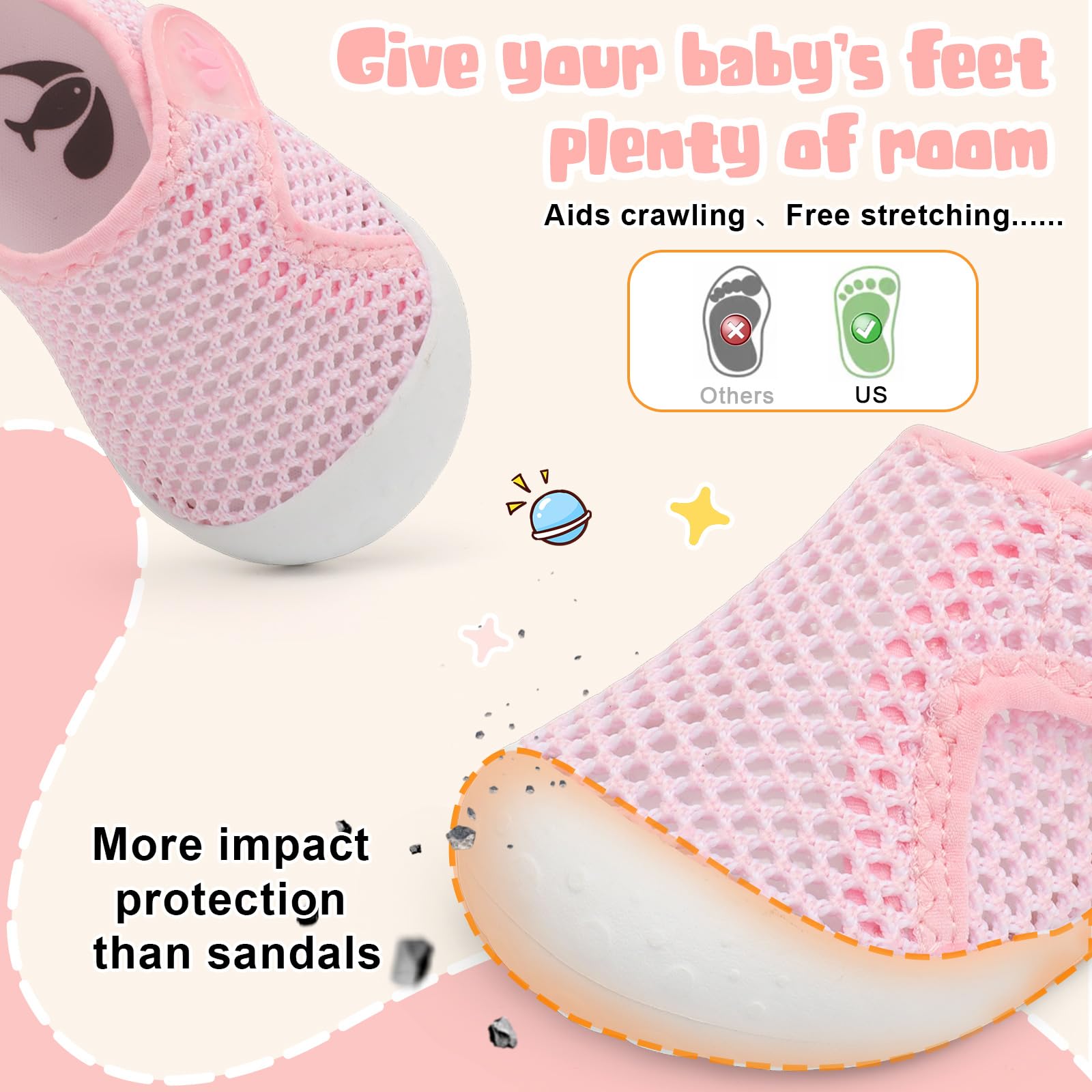 FEETCITY Baby Swim Shoes Barefoot Aqua Socks Non-Slip Beach Pool for Baby Boys Girls