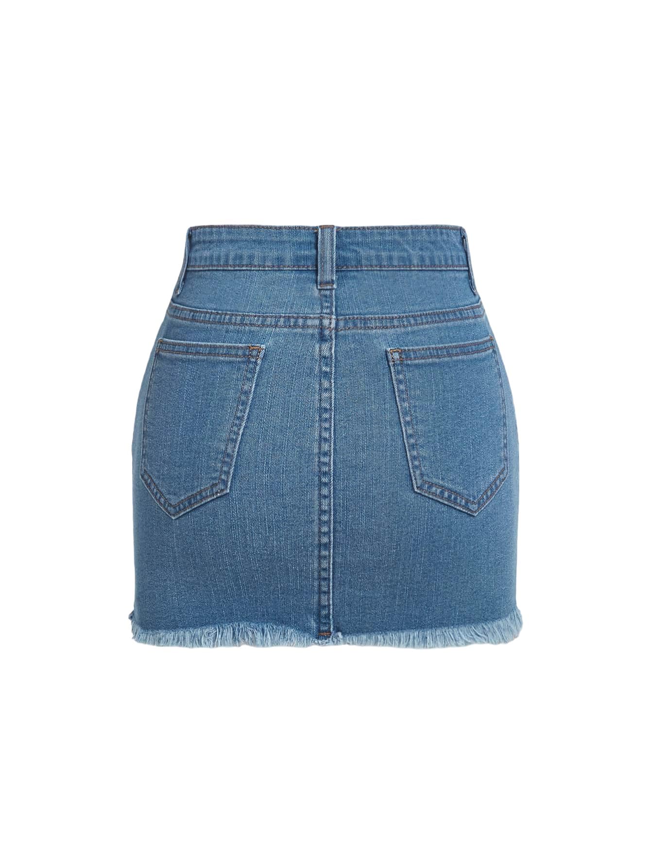 SOLY HUX Jupe en jean pour femme - Grandes tailles - Mini jupe en denim usé avec poches - Jupe moulante - Jupe crayon - Tenues d'été
