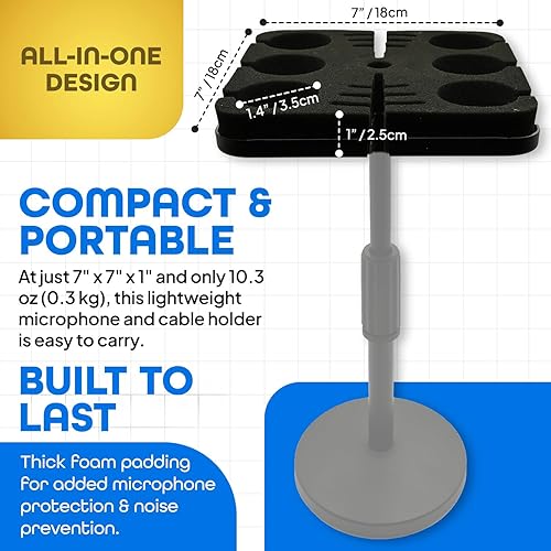 Miniatura 4 de Soporte para múltiples micrófonos, colgador de cable y organizador para soporte de micrófono, accesorio de bandeja cuadrada con capacidad para hasta