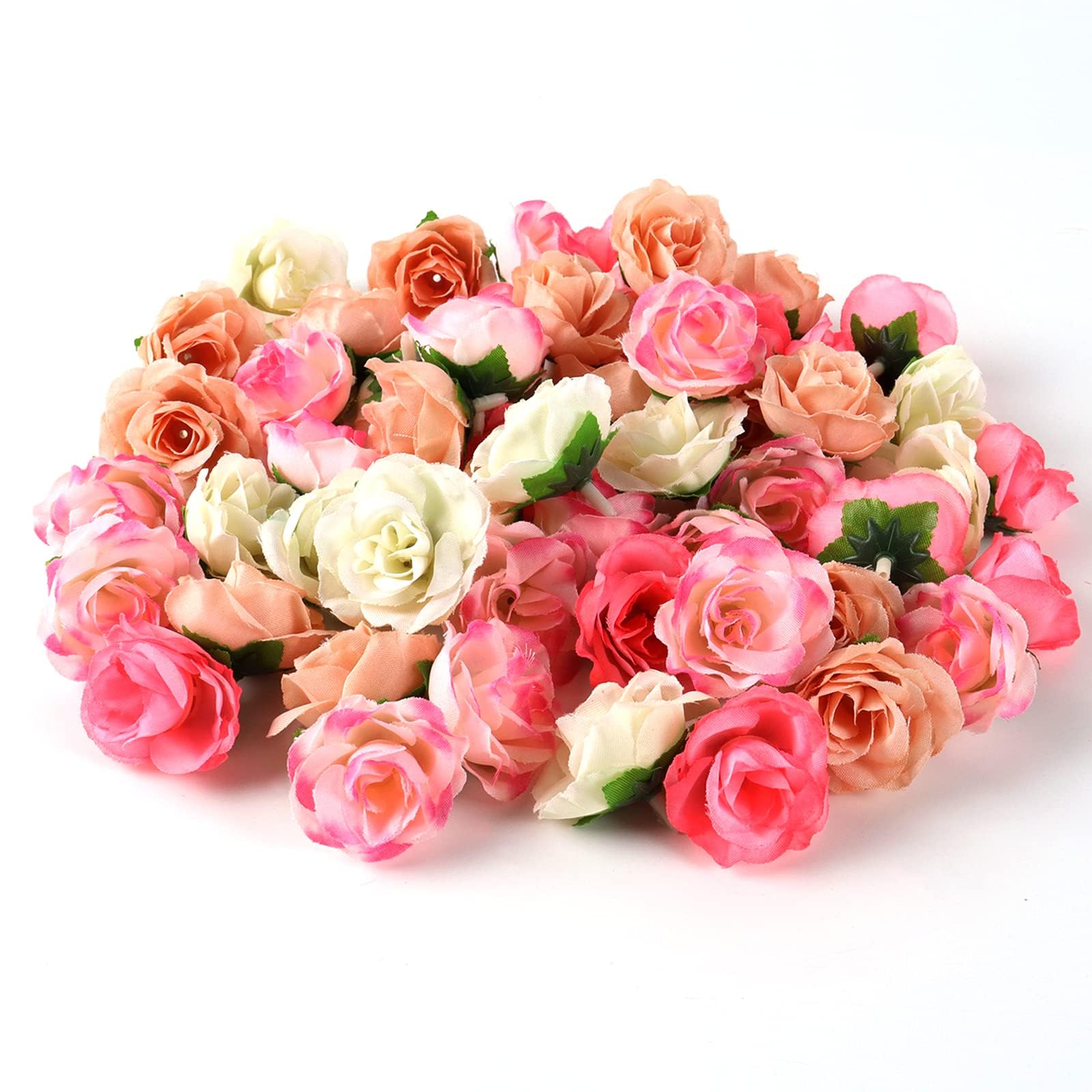 GEFIRE Pack of 80 Artificial Flower Heads, Artificial Flowers, Flower Heads, Roses Artificial Flowers, Fake Rose Heads, Artificial Roses Decoration for Wedding, Diy Party Decoration (4 Colours)