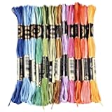 CABODYALS 12 Skeins 6 Strands Rainbow Color Embroidery Thread Colorful Variegated Friendship Bracelet String Polyester Gradient Cross Stitch Floss Yarn Threads Bulk for Hand Sewing Bracelets Craft Diy