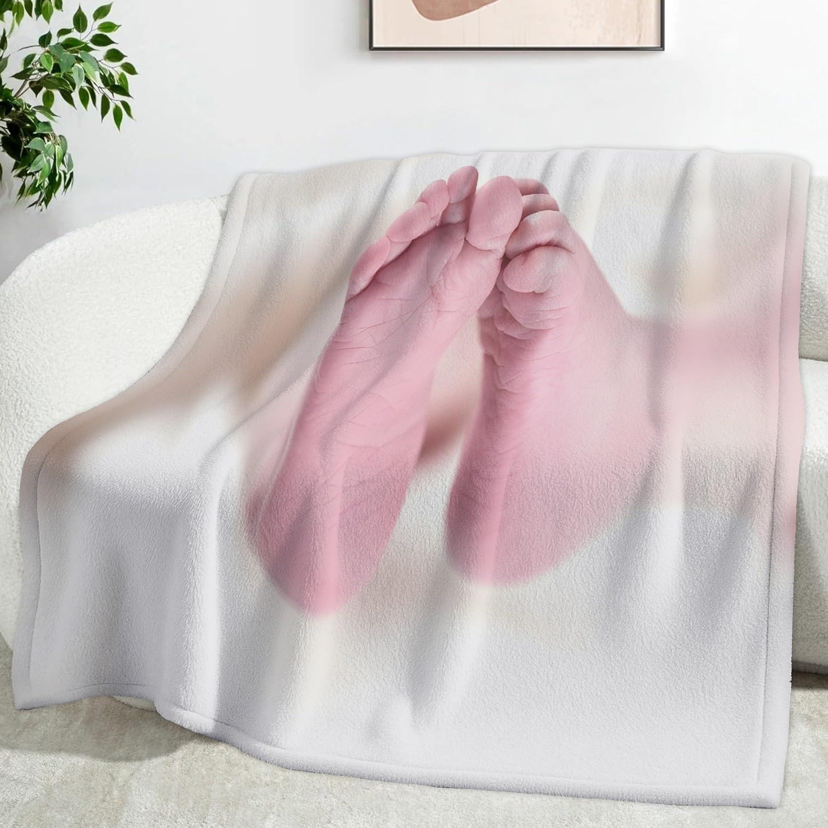 Ypthriline Baby Feet Blanket, Documentary Photography Microfiber Flannel Throw Blanket, Comfortable Soft Fluffy and Warm, Blankets for Beds, Sofas and Recliners, 230×270 CM