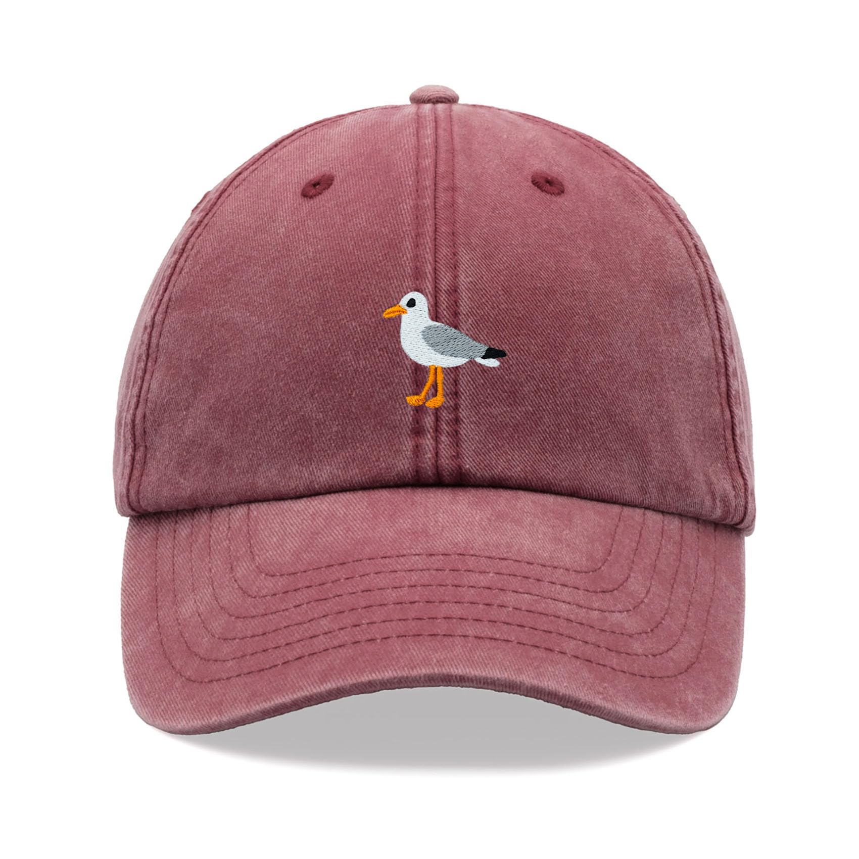 Cap Base Unisex Red Seagull Baseball Cap Vintage Washed Dad Hat Adjustable