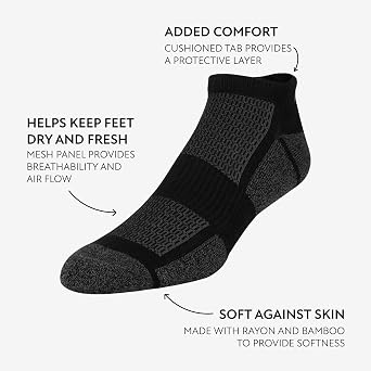 Sof Sole Men's Sof Sole Mens Multi-pack Bamboo Cushioned Performance No-show Athletic Sock With Heel Tab (6-pair)