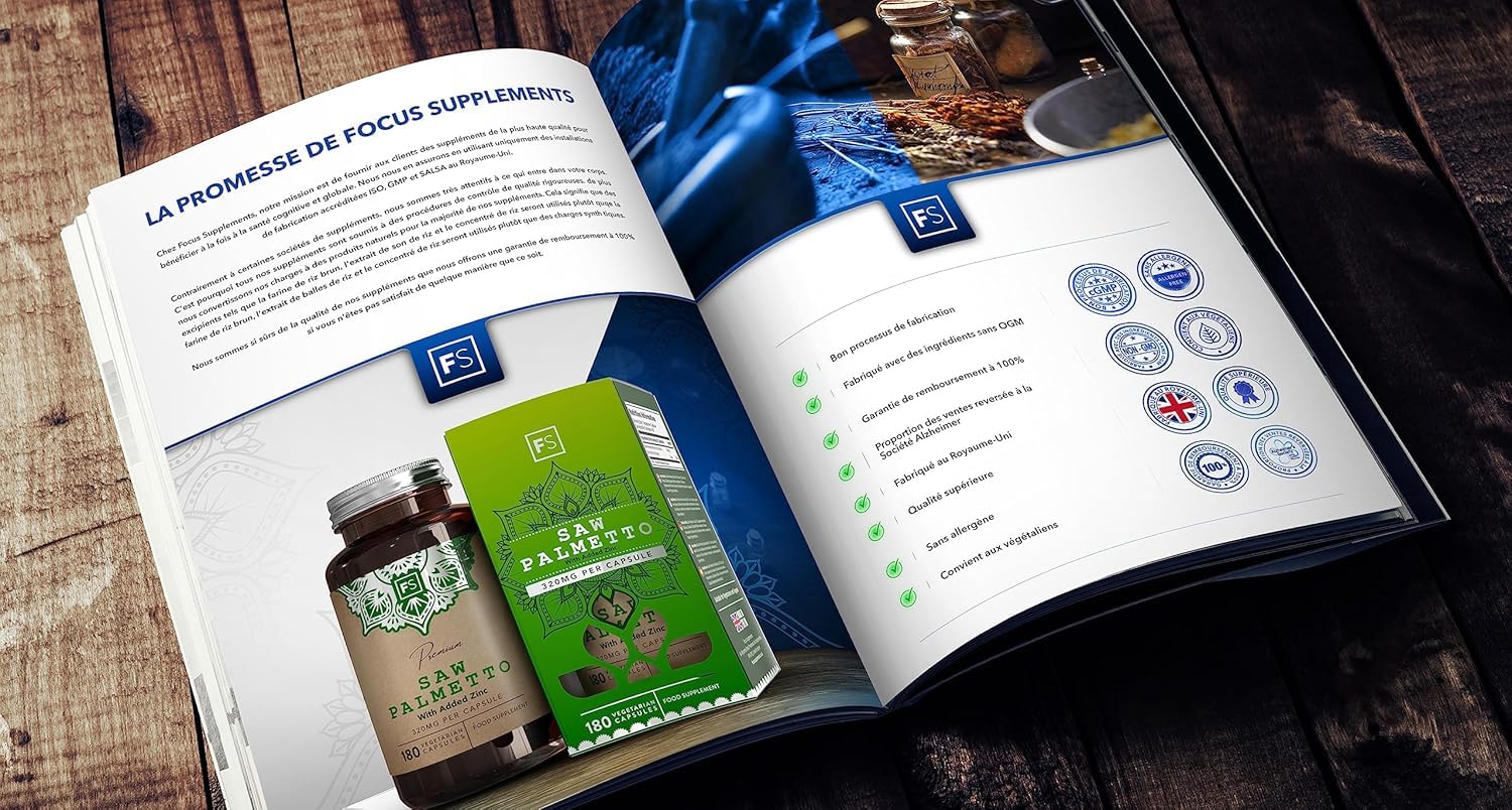 FS Saw Palmetto | Prostate Complément Alimentaire 180 Gélules - Haute Teneur 320mg Saw Palmetto Cheveux avec 15mg Zinc Palmier Nain Gélules (extrait 20:1) par Portion | Sans OGM