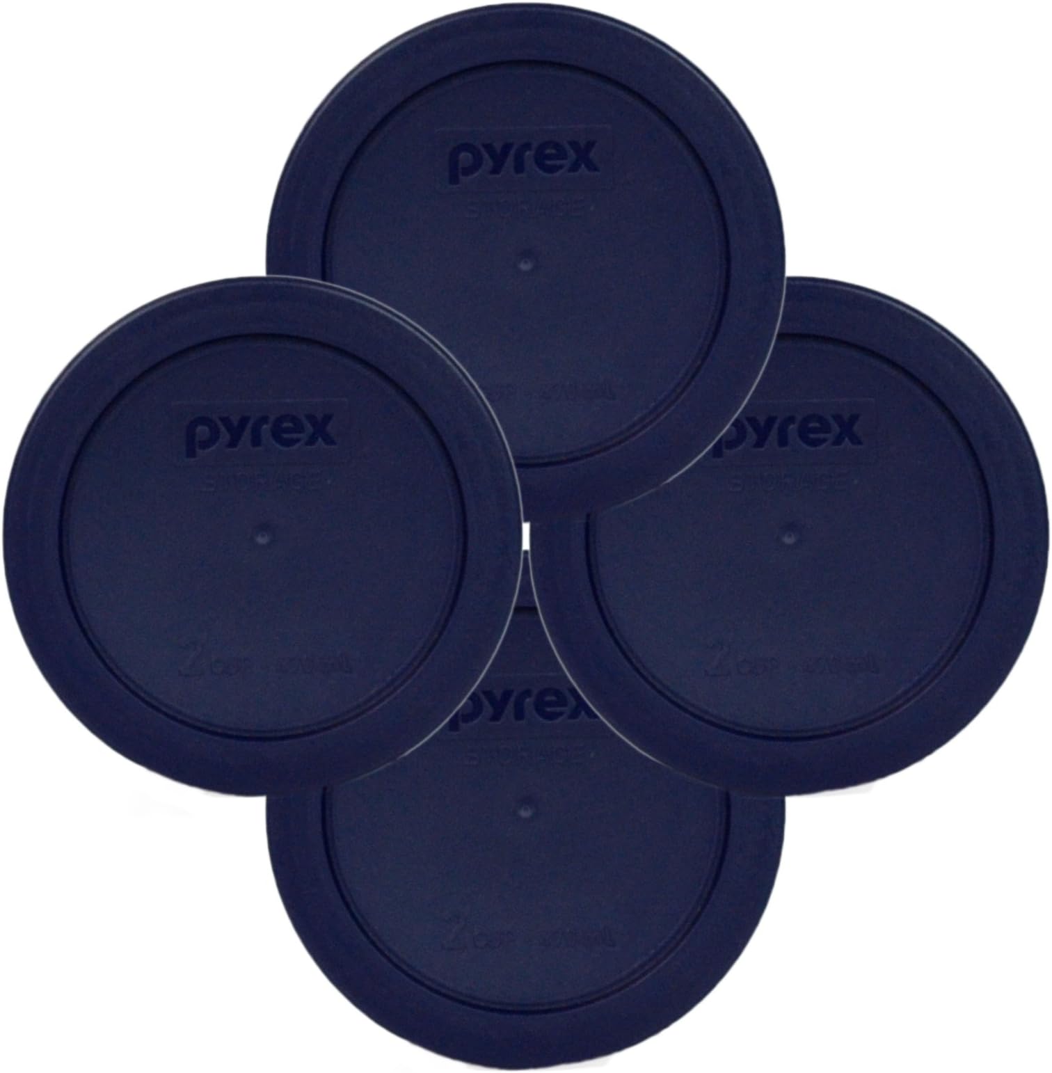 Pyrex 7200-PC 2-Cup Blue Food Storage Replacement Lid (4-Pack) - Made in USA