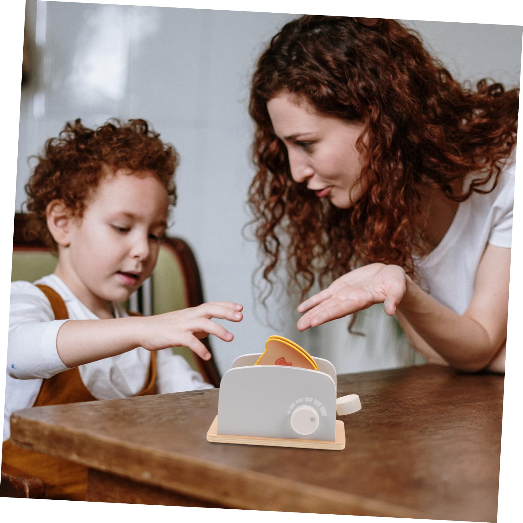 Mikinona Gioco Cucina Educativo con Macchina per Pane in Legno Accessori Colazione Miniatura Coltello in Legno e Marmellata Giocattolo per Gioco di Ruolo e Sviluppo Coordinazione