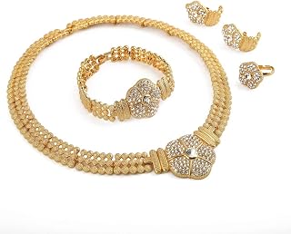 24K Gold Plated Pendant Necklace Jewelry Set Dubai African Women Wedding Party Flower Jewelry Accessory