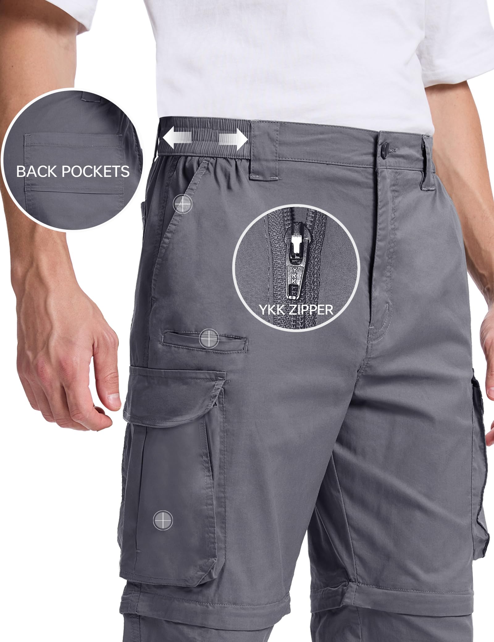 NATUVENIX Pantalones de senderismo para hombre, de secado rápido, convertibles, para pesca, con cremallera, ligeros, para hombre, para viajes al aire libre